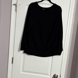 Time and Tru Women's Black Long Sleeve Top with Twist Detail